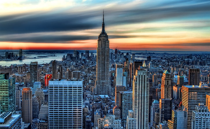 HDR Kota New York, Empire State, New York, City, kota new york, Wallpaper HD