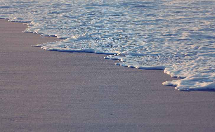 Aquarius, brown seashore, Nature, Beach, blue, grey, sand, water, waves, sea, HD wallpaper