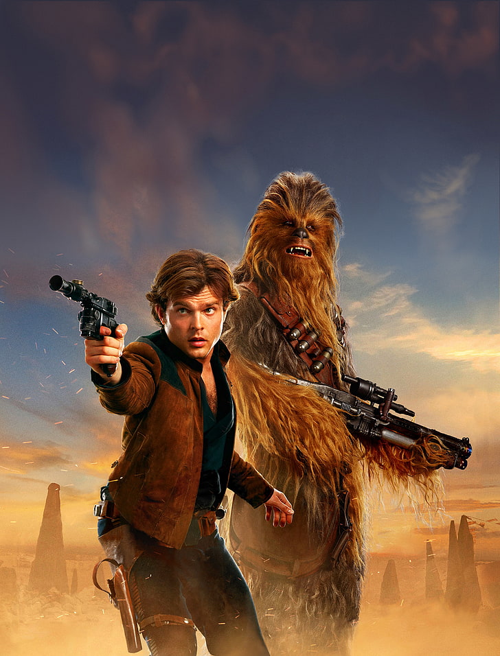 Solo: A Star Wars Story, Chewbacca, Alden Ehrenreich, Han Solo, 2018, Fond d'écran HD, fond d'écran de téléphone