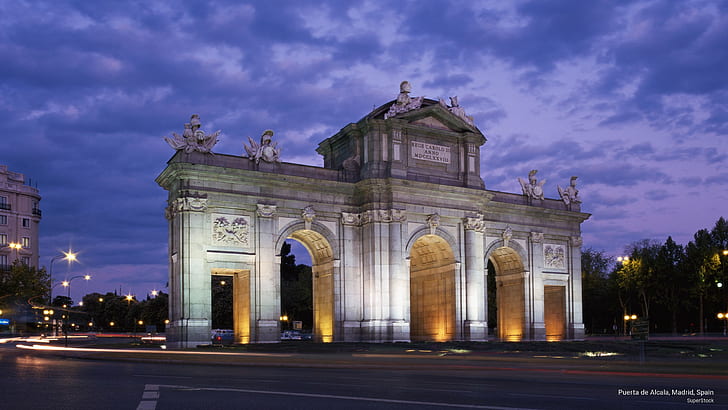 Puerta de Alcala, Madrid, Espagne, Monuments, Fond d'écran HD