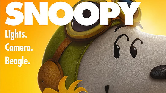 Snoopy Peanuts 2015 Movie HD Обои для рабочего стола, Snoopy иллюстрация с огнями наложение текста, HD обои HD wallpaper