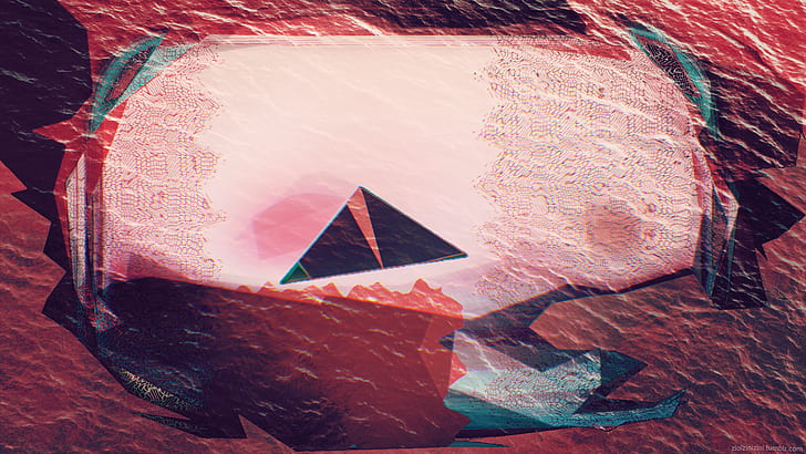 rojo, sangre, triángulo, abstracto, arte glitch, Fondo de pantalla HD