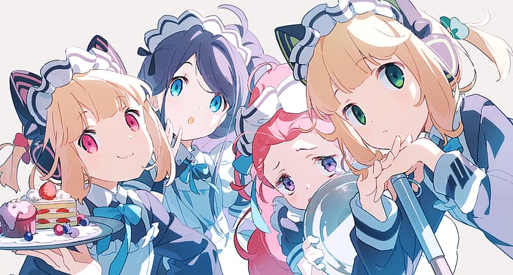 Blue Archive, Anime Girls, Line-Up, Betrachter anschauen, Kuchen, HD-Hintergrundbild