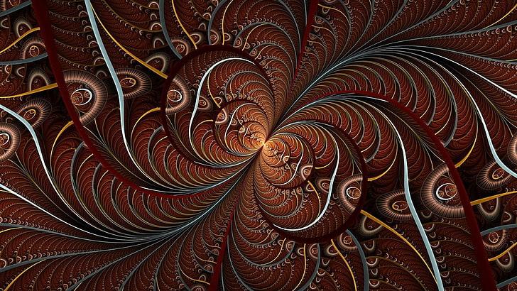 brown floral digital wallpaper, fractal, digital art, HD wallpaper