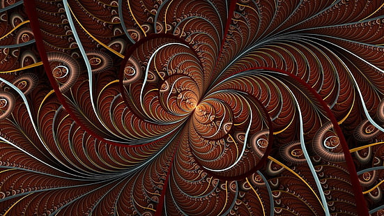 brown floral digital wallpaper, fractal, digital art, HD wallpaper HD wallpaper