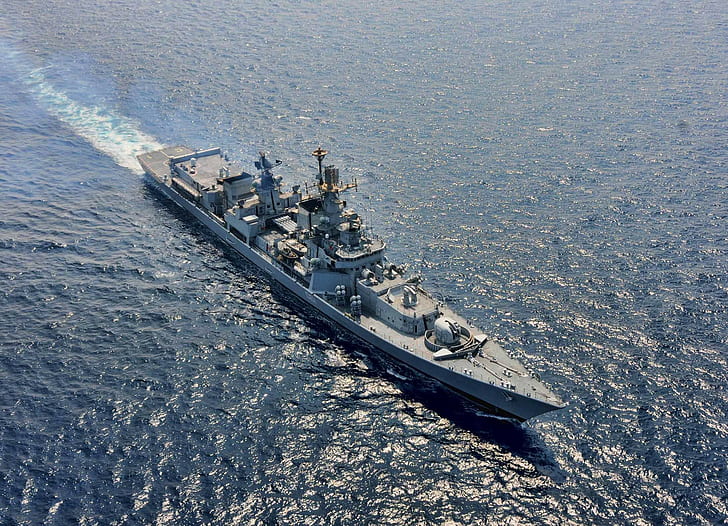 okręt wojenny, niszczyciel, klasa Delhi, marynarka indyjska, Tapety HD
