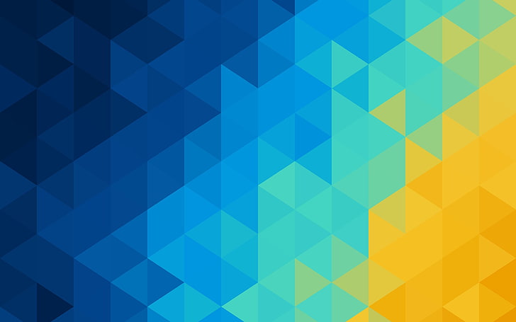 Abstract blue yellow Triangles 2017 Design HD Wall.., HD wallpaper
