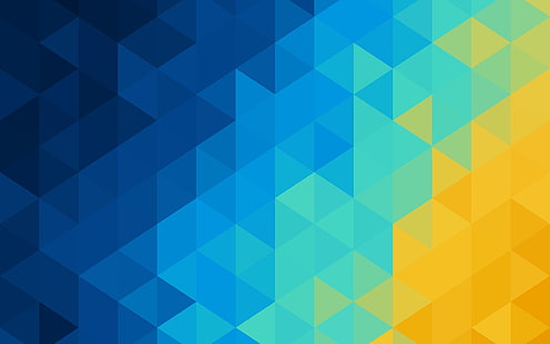Абстрактни синьо жълти триъгълници 2017 Дизайн HD стена .., HD тапет HD wallpaper