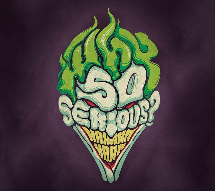 The Joker dengan So Serious?teks, Joker, Batman, tipografi, Wallpaper HD