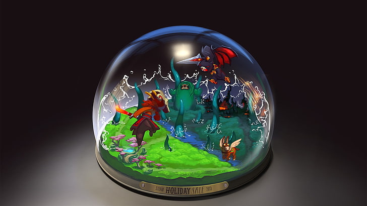 decoração de mesa globo de neve, Dota 2, videogame, arte de fantasia, arte, HD papel de parede