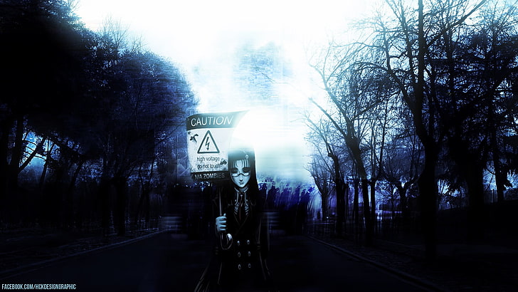 man holding caution signage wallpaper, zombies, high voltage, caution, HD wallpaper