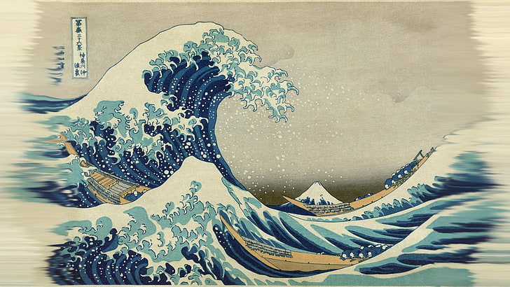 Я сфотографировал знаменитую картину «Великая волна от Канагавы», чтобы уместить, насладиться., HD обои