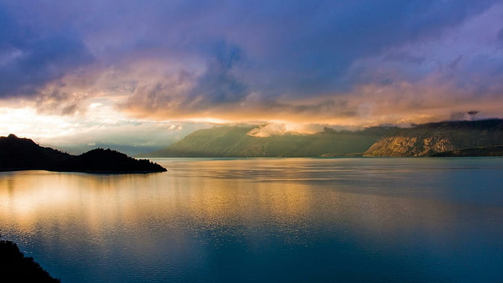 Rain Storm Over A Fjord, fjord, storm, mountains, rain, nature and landscapes, HD wallpaper