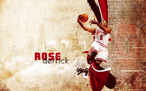bola basket, bulls, chicago, derrick, nba, rose, Wallpaper HD HD wallpaper
