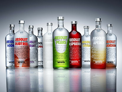 Absolut, vodka, botellas, alcohol, reflexión, absolut, vodka, botellas, alcohol, reflexión, Fondo de pantalla HD HD wallpaper
