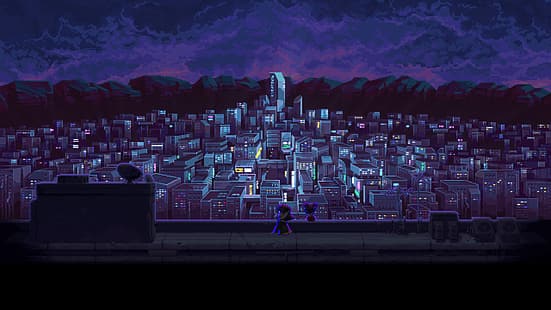 Katana Zero, Stadt, Samurai, Dächer, Gebäude, HD-Hintergrundbild HD wallpaper