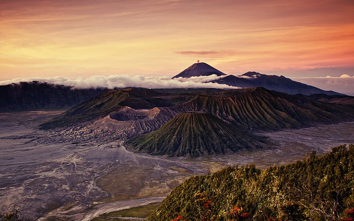 пейзаж, природа, снимка, Индонезия, вулкани, планина Бромо, HD тапет
