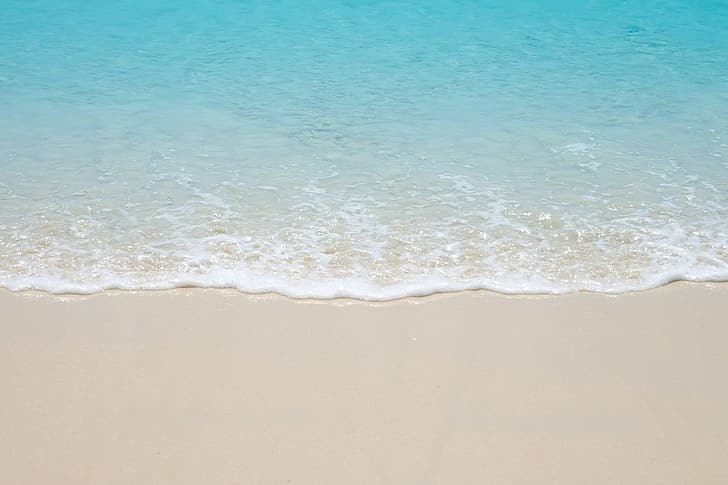 sand, hav, våg, strand, sommar, blå, HD tapet