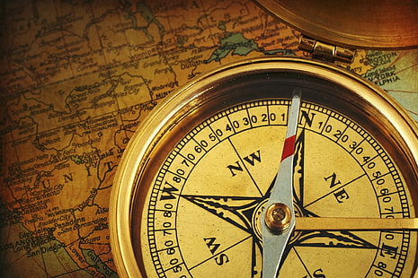 Abenteuer, Kompass, Karte, Rose, Schatz, HD-Hintergrundbild HD wallpaper