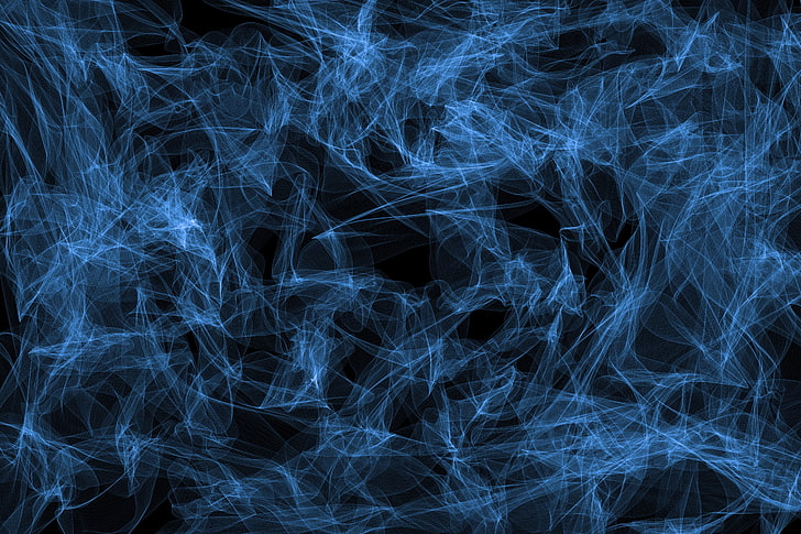 blue and black illustration, smoke, abstraction, particles, structure, HD wallpaper
