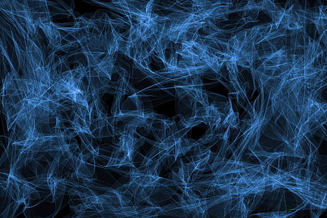 التوضيح الأزرق والأسود ، الدخان ، التجريد ، الجسيمات ، الهيكل، خلفية HD HD wallpaper