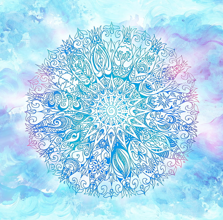 Mandala Anelie, mandala biru dan ungu, Artistik, Gambar, blue jay, karya seni, cinta, lukisan, cahaya, menggambar, mandala, yoga, bersantai, kekuatan, anelie, mahatma, gandhi, harapan, Wallpaper HD