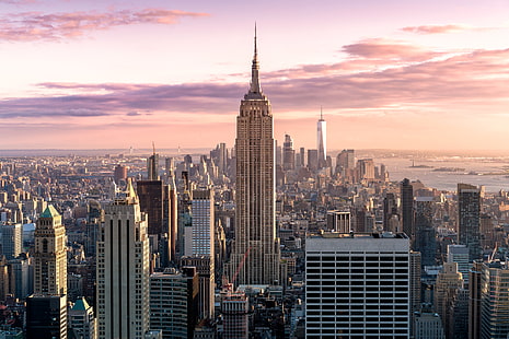 ناطحات سحاب ، الولايات المتحدة الأمريكية ، سيتي سكيب ، مبنى إمباير ستيت ، مانهاتن ، أفق ، مدينة نيويورك، خلفية HD HD wallpaper