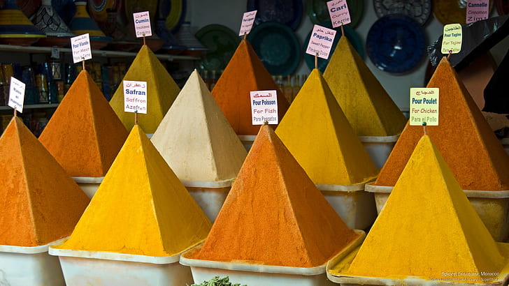 Spices, Essaouira, Morocco, Africa, HD wallpaper