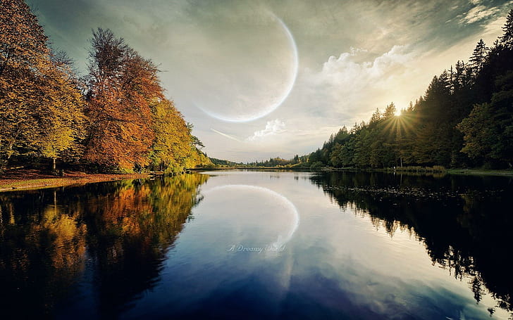 *** The Moon Over The River ***, natura, rzeka, ksiezyc, nature and landscapes, HD wallpaper