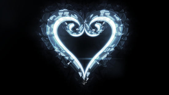 серо-белая иллюстрация сердца, Королевство сердец, HD обои HD wallpaper