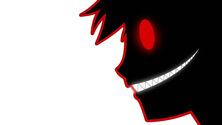 evil anime boy with red eyes