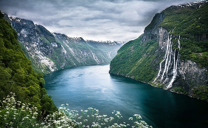 Norway Fjord HD Wallpaper, vattenfall, Europa, Norge, fjord, HD tapet
