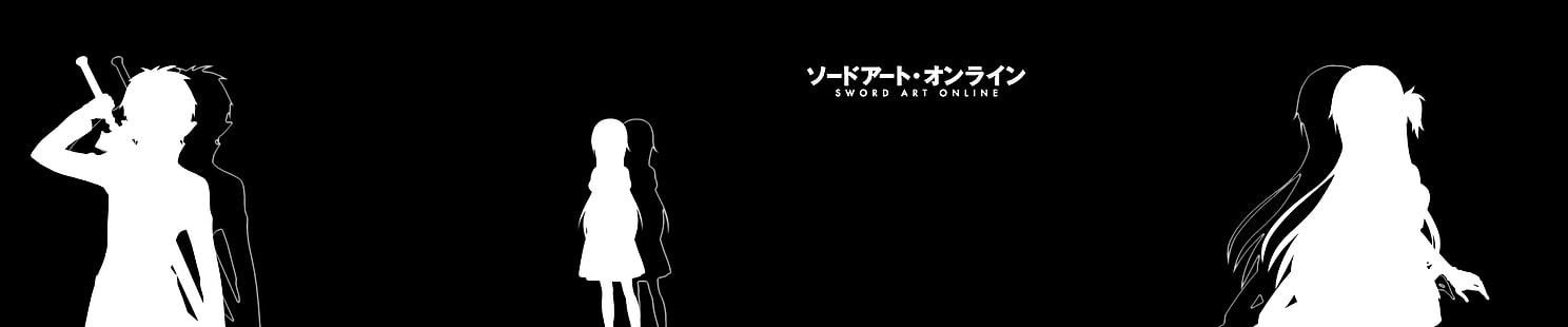 илюстрация на аниме герой, аниме, Sword Art Online, Kirigaya Kazuto, Yuuki Asuna, Yui-MHCP001, тройна екрана, HD тапет HD wallpaper