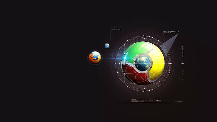 شعار ، موزيلا فايرفوكس ، جوجل كروم ، جوجل ، بساطتها ، فن رقمي، خلفية HD