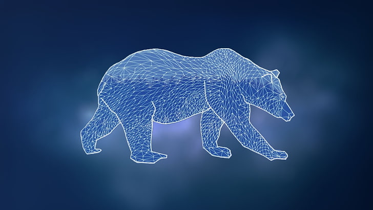 медведи, размытые, синие, сетка, HD обои