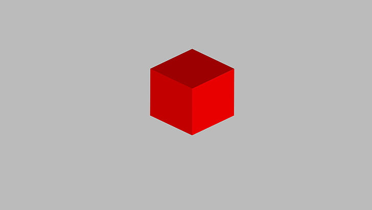 cube, red, grey, minimalism, simple, HD wallpaper