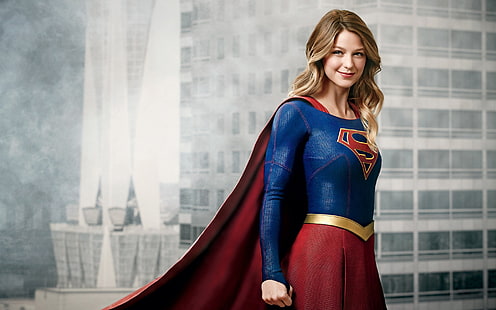 Foto de Super Girl, Supergirl, Melissa Benoist, TV, DC Comics, loira, sorridente, super-herói, mulheres, HD papel de parede HD wallpaper