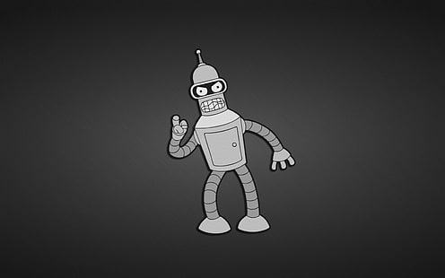 Futurama Bender BW Robot HD, cartoon/comic, bw, robot, futurama, bender, HD wallpaper HD wallpaper