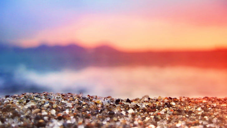 Macro Sand Pebbles HD, ภาพประกอบพระอาทิตย์ตก, ธรรมชาติ, มาโคร, ทราย, ก้อนกรวด, วอลล์เปเปอร์ HD