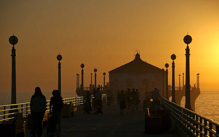 Fotografie, Wasser, Meer, Sonnenuntergang, Pier, Menschen, HD-Hintergrundbild