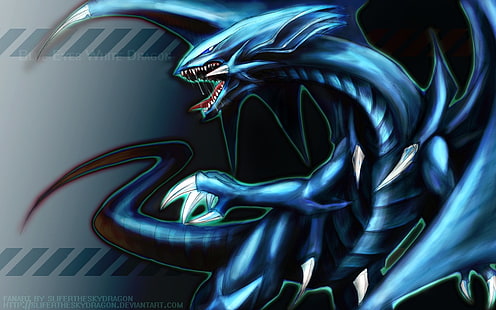 Yu-Gi-Oh blue eyes white dragon 벽지, 용, 파랑, Yu-Gi-Oh, HD 배경 화면 HD wallpaper