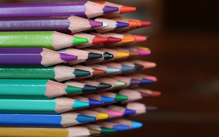 renkli kalemler, renkli arka planlar, bilenmiş, indir 3840x2400 renkli kalemler, HD masaüstü duvar kağıdı