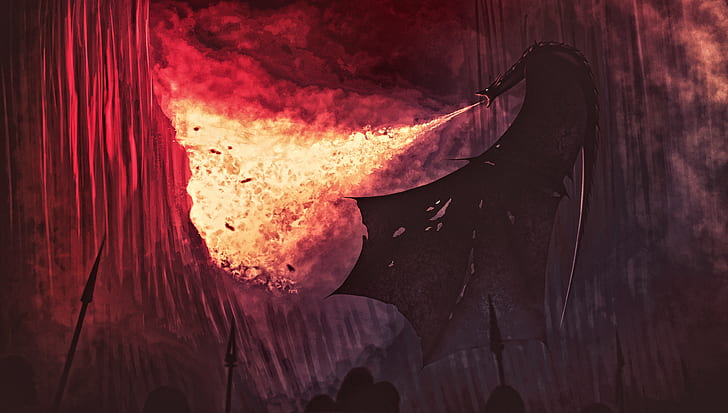 A Song Of Ice And Fire, artwork, dragon, Fan Art, fantasy Art, fire, Game Of Thrones, night, TV, Tv series, HD wallpaper