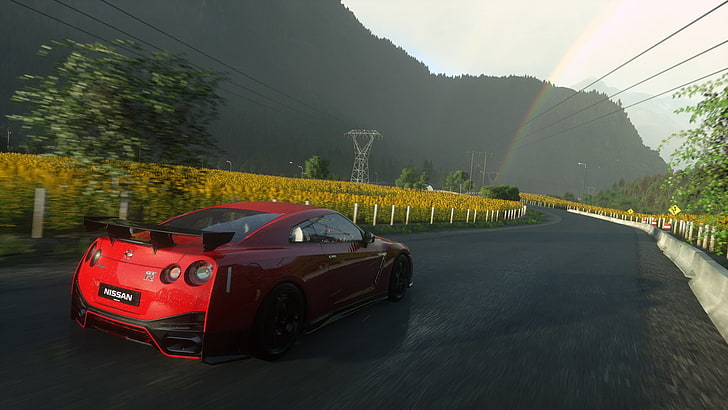 red coupe, Driveclub, car, Nissan GTR, HD wallpaper