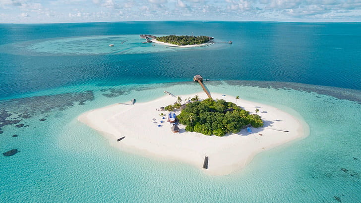 Отдых в раю Пляжи на маленьком острове Мальдивы Места для отдыха на медовом месяце Обои Hd 1920 × 1080, HD обои