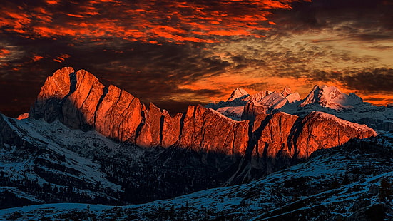 sky, mountain top, rock, wilderness, ridge, mountain, peak, dusk, sunlight, evening, mountain range, landscape, cloud, HD wallpaper HD wallpaper