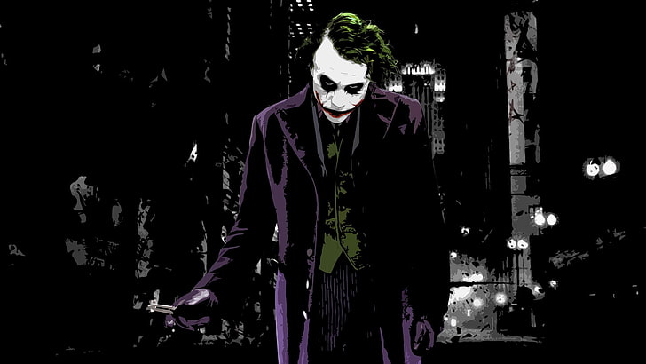 The Dark Knight The Joker, filmy, Joker, The Dark Knight, sztuka cyfrowa, nóż, noże motylkowe, Batman, malarstwo, grafika, Tapety HD