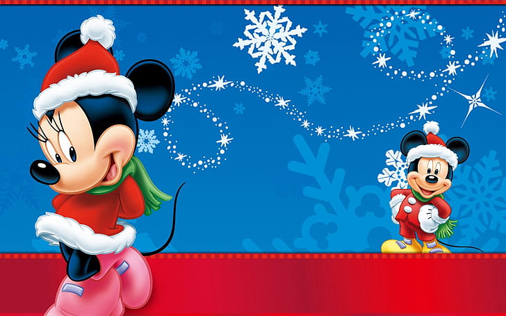 미니와 미키 마우스 크리스마스 바탕 ​​화면 Hd, HD 배경 화면