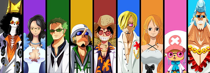 Anime, One Piece, Brook (One Piece), Franky (One Piece), Monkey D. Luffy, Nami (One Piece), Nico Robin, Sanji (One Piece), Tony Tony Chopper, Usopp (One Piece), Zoro Roronoa, HD tapet