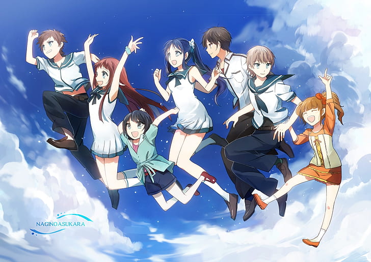 Anime, Nagi kein Asukara, Chisaki Hiradaira, Hikari Sakishima, Kaname Isaki, Manaka Mukaido, Miuna Shiodome, Sayu Hisanuma, Tsumugu Kihara, HD-Hintergrundbild